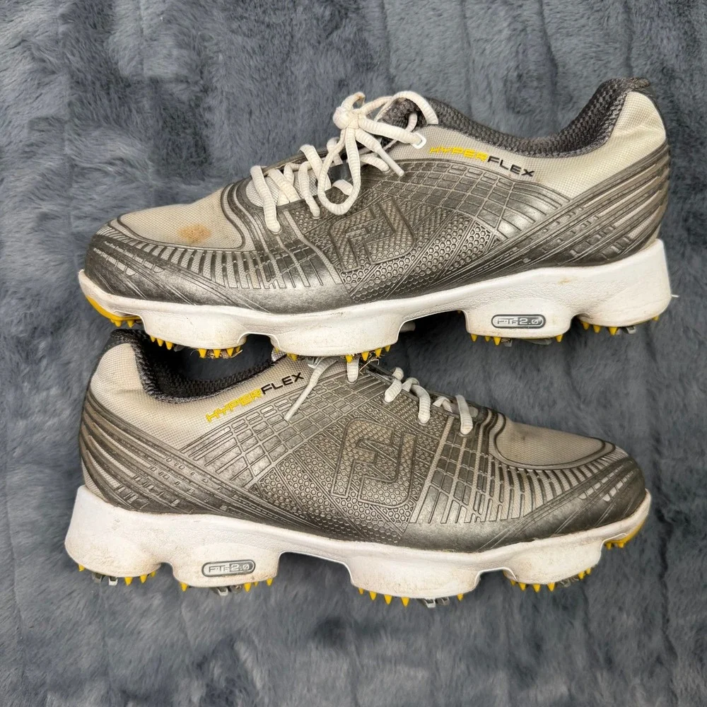 FootJoy HyperFlex Mens Golf Shoes Silver White Yellow 51036 Size 8.5 Wide
